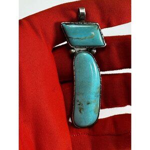 Vintage Darrell Victor DV Sterling Apache Native American Turquoise Pendant Rare